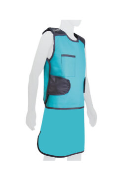 Mannequin wearing the Easy-Fit Lead Apron Vest and Skirt in blue