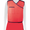 mannequin wearing the full-wrap lead apron vest in red.