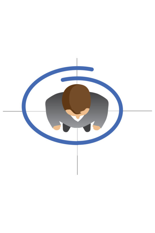 icon showing a person from the top with a circle around it showing protection level of lead aprons