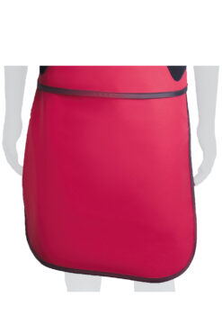 side view of pink skirt lead apron for x-ray protection