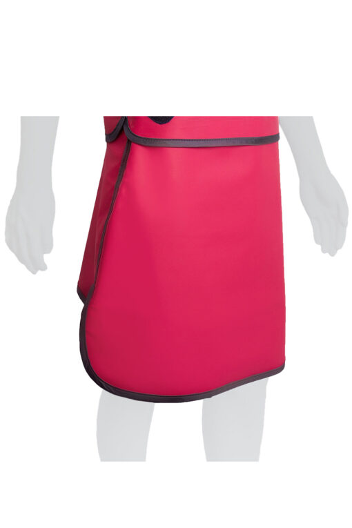 side view of pink skirt lead apron for x-ray protection