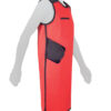 Mannequin wearing red backsaver lead apron