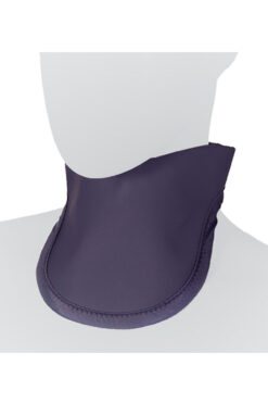 Mannequin wearing thyroid shield for x-ray protection