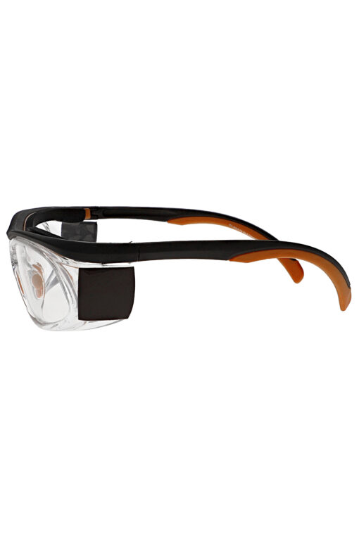 Flex 63 Lead glasses in orange side angle