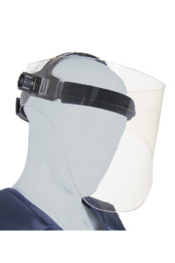 Full face shield for x-ray procedures side view