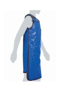 Mannequin wearing Full Wrap Lead Apron in Blue - side view