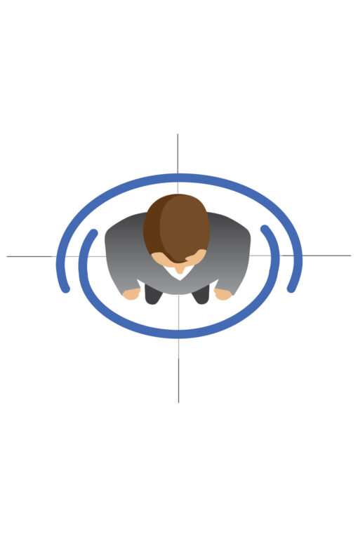 icon showing a person from the top with a circle around it showing protection level of lead aprons