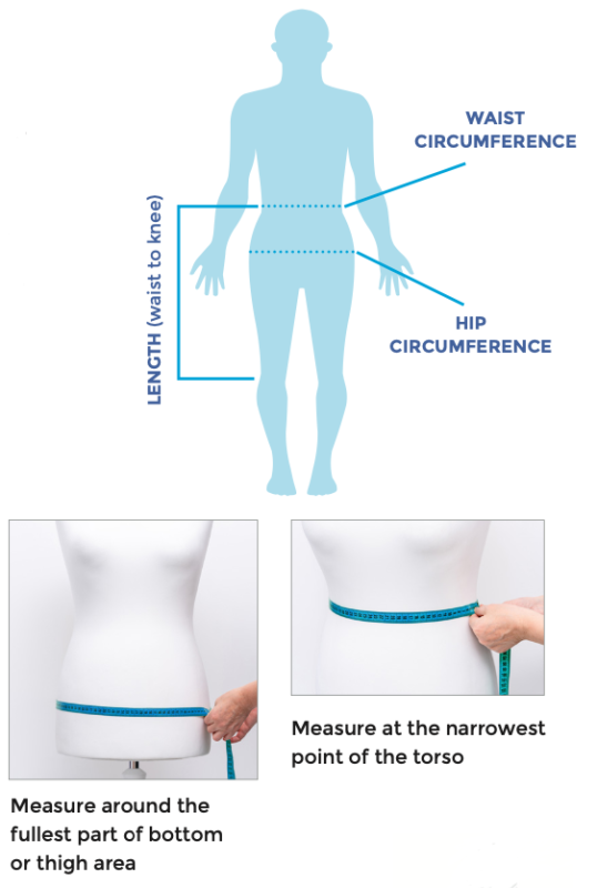 Skirt measurements demonstrated on dummy